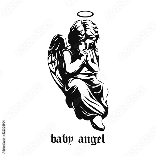 vector illustration of winged angel child 