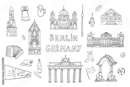 Travel Berlin Germany vector illustrations set