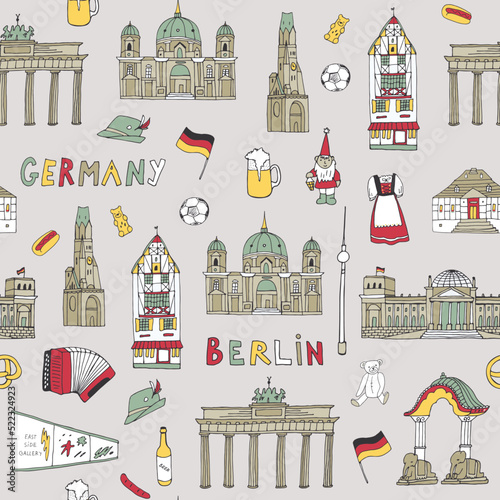 Travel Berlin Germany vector seamless pattern