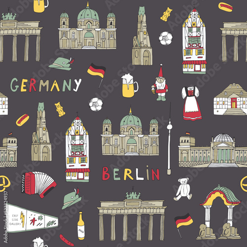 Travel Berlin Germany vector seamless pattern