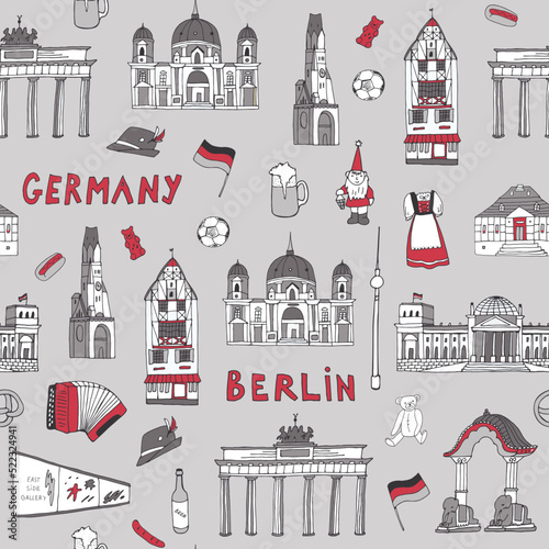 Travel Berlin Germany vector seamless pattern