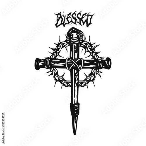 vector cross with barbed wire