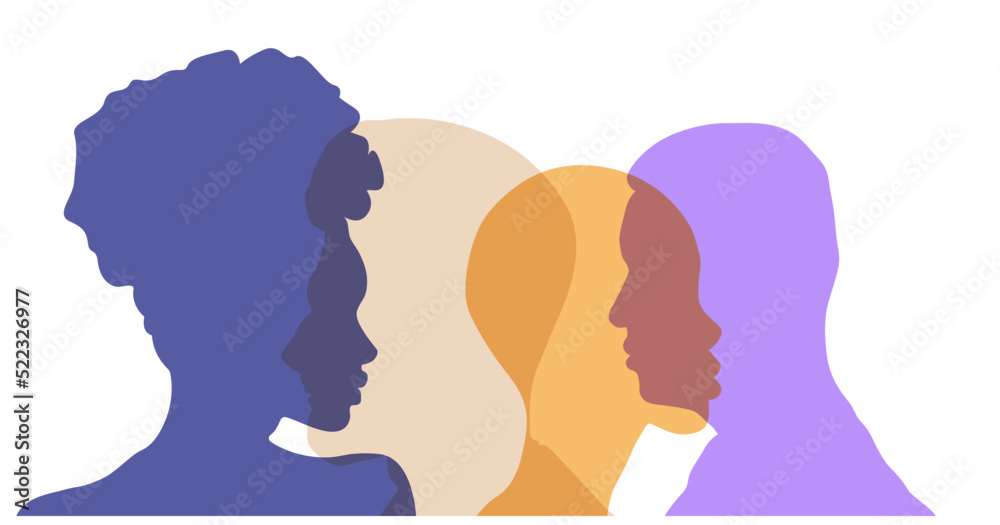 Banner background of human profile silhouette, vector illustration	