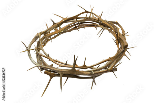 Fényképezés A crown of thorns isolated on a white background