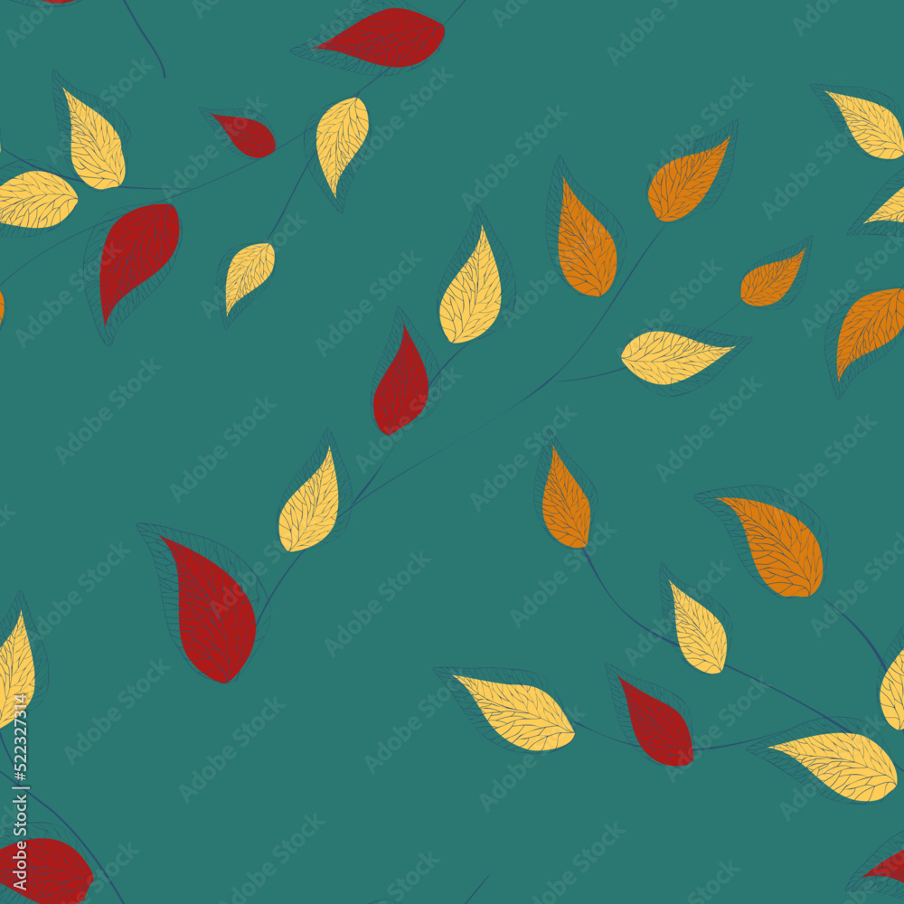 Seamless pattern abstract leaf. Vector fabric seamless pattern. Design element. Abstract floral illustration.