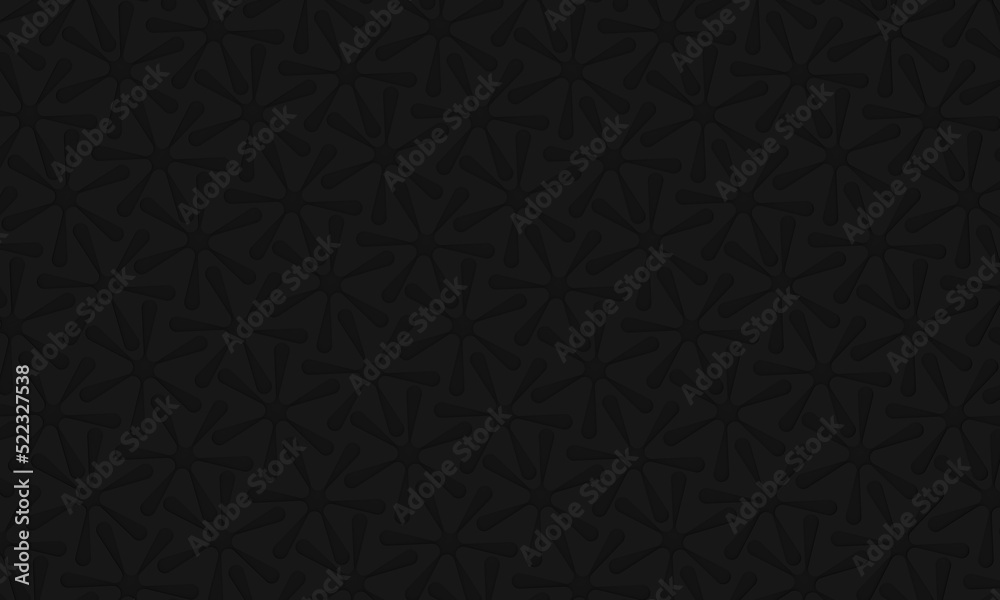 Abstract geometric pattern of carved figures in the shape of stars, snowflakes on a black background. Minimal modern style, 3d rendering. Abstract geometric pattern of carved figures in the shape of stars, snowflakes on a black background. Minimal modern style, 3d rendering.
