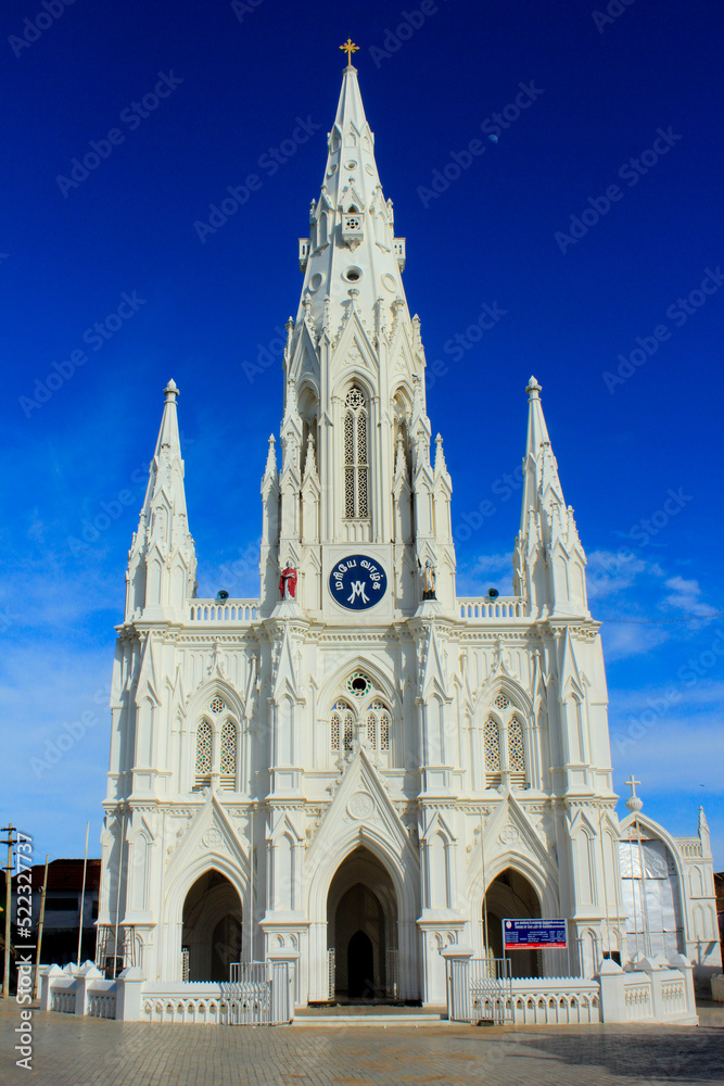 Catholic Church Church of Our Lady Ransom in Kanyakumari, white church, India