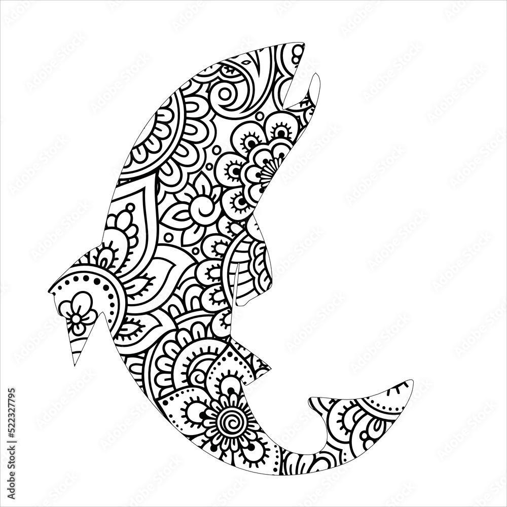 sea life coloring page illustration and print design .sea life dolphin