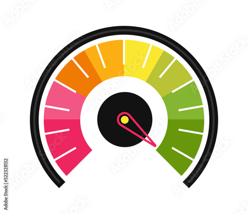 Credit score icon vector. Bank indicator of client credit history from bad to good. Payment history measurement
