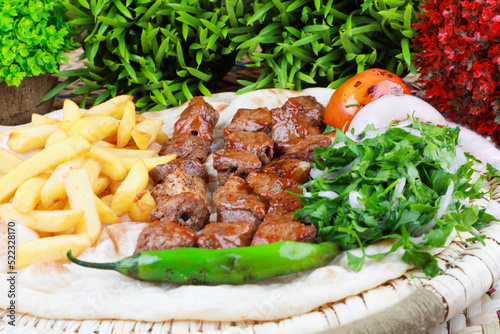 Middle Eastern Arabian Roasted Mutton lamp  Recipe with Potato Fries