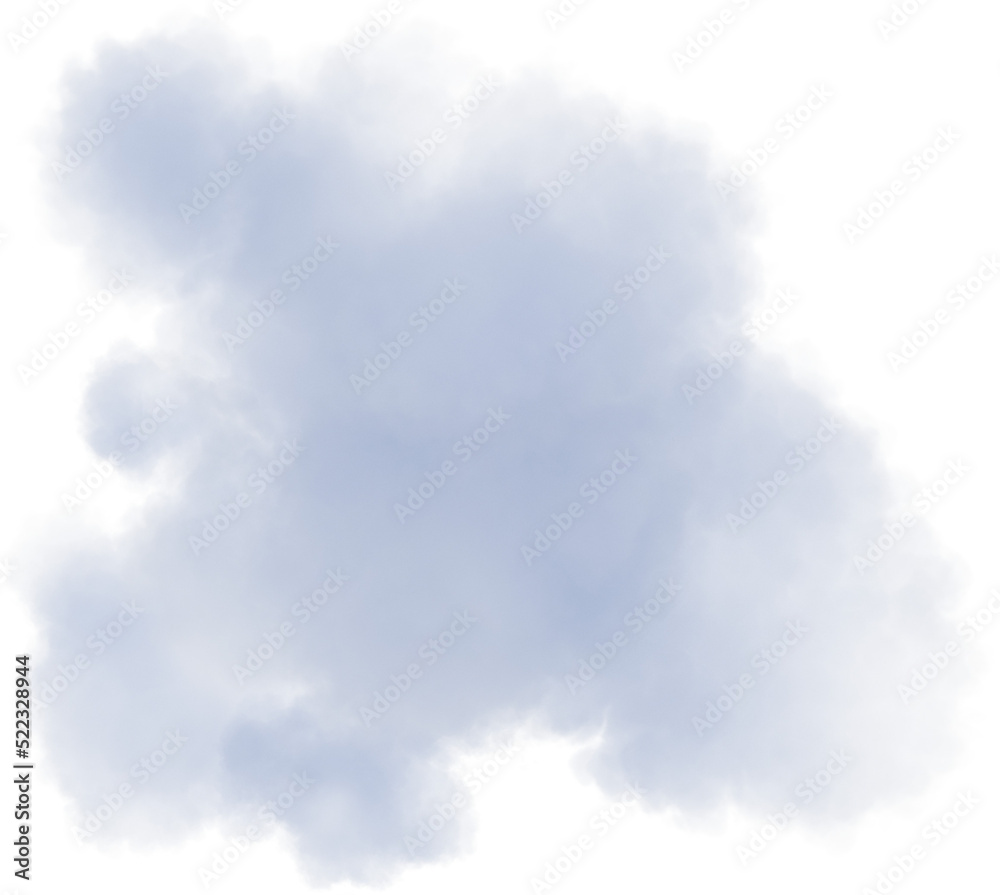 Obraz premium Realistic grey isolated fluffy cloud on the transparent background. 3d rendering 