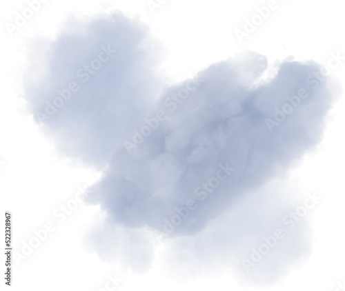 Realistic grey isolated fluffy cloud on the transparent background. 3d rendering 