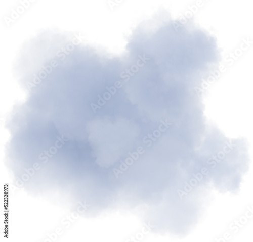 Realistic grey isolated fluffy cloud on the transparent background. 3d rendering 