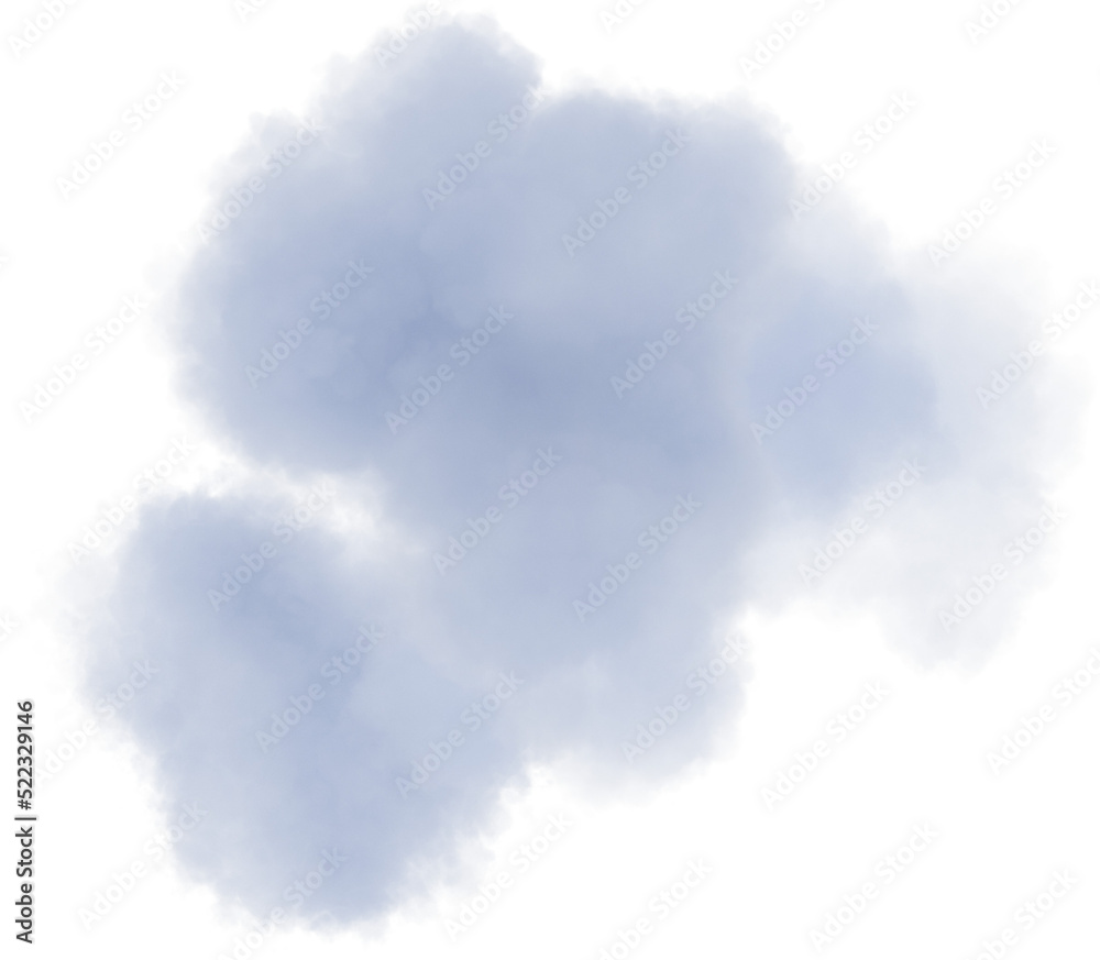 Realistic grey isolated fluffy cloud on the transparent background. 3d rendering 