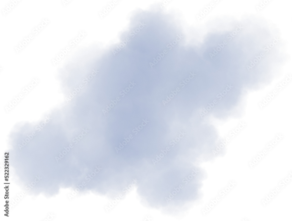 Obraz premium Realistic grey isolated fluffy cloud on the transparent background. 3d rendering 