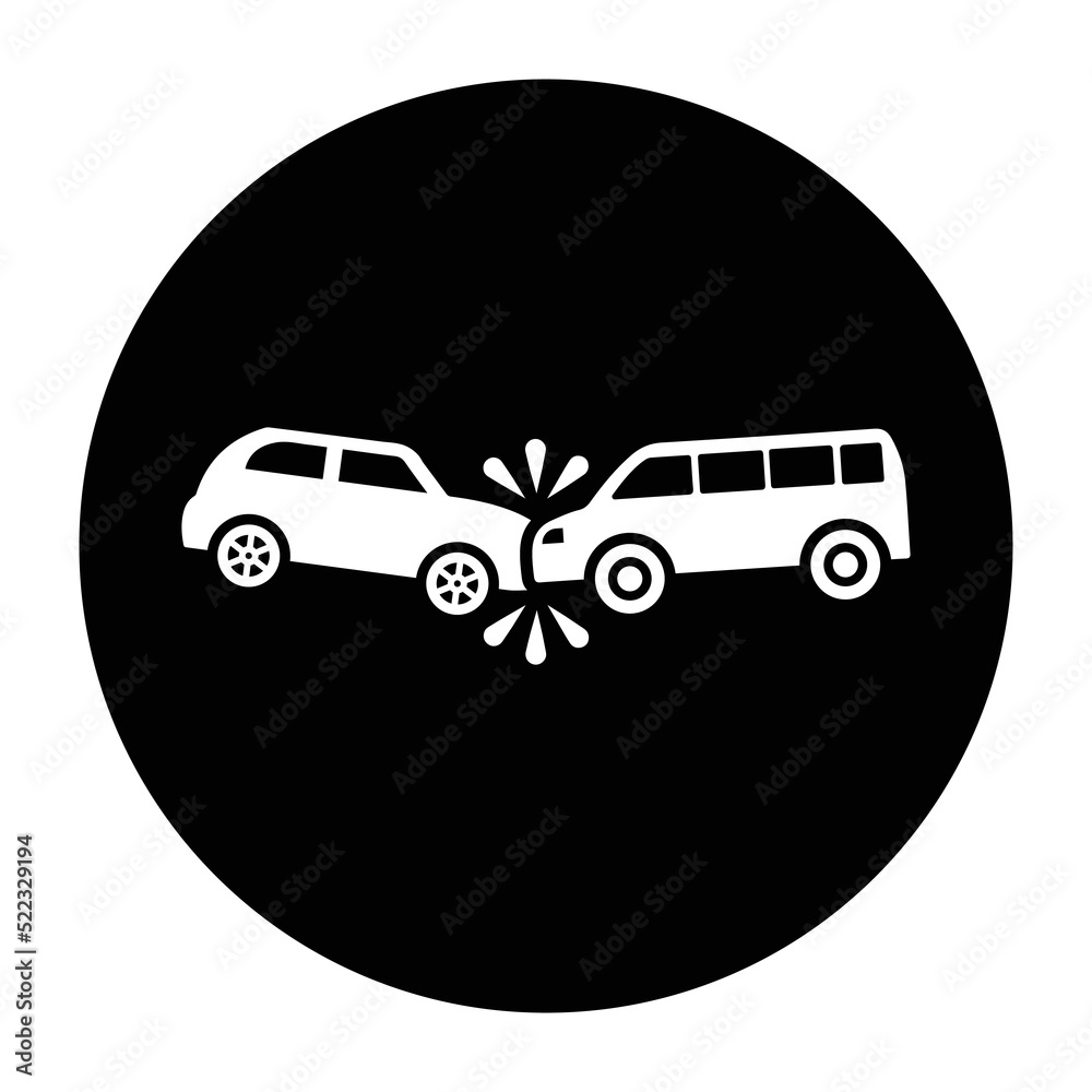 Accident, car Icon. Black vector design. Accident, car Icon. Black vector design.
