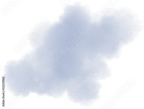 Realistic grey isolated fluffy cloud on the transparent background. 3d rendering 