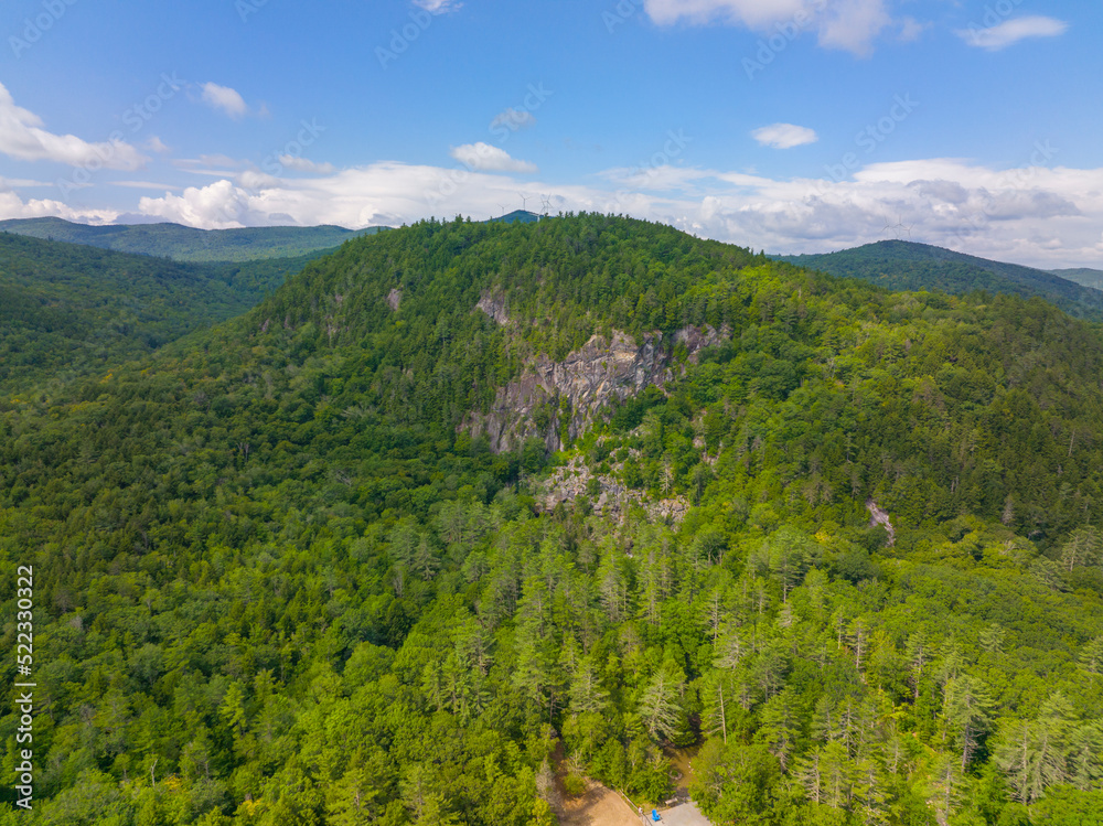 White Mountain National Forest aerial view in summer near Polar Caves Park in town of Rumney, Grafton County, New Hampshire NH, USA. 