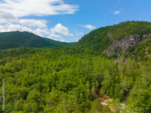 White Mountain National Forest aerial view in summer near Polar Caves Park in town of Rumney, Grafton County, New Hampshire NH, USA. 