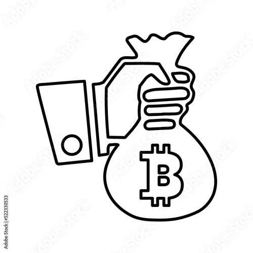 Bitcoin, cryptocurrency, invest line icon. Outline vector.