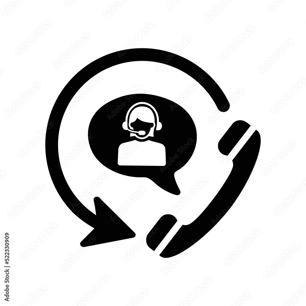 Call center, customer support icon. Black vector design. Call center, customer support icon. Black vector design.