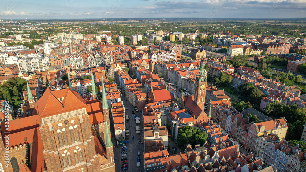 Development of the old town in the center of Gdansk.