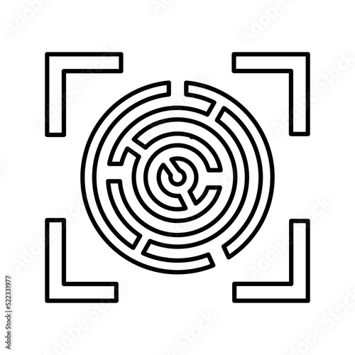 Strategy, Maze outline icon. Line art sketch.