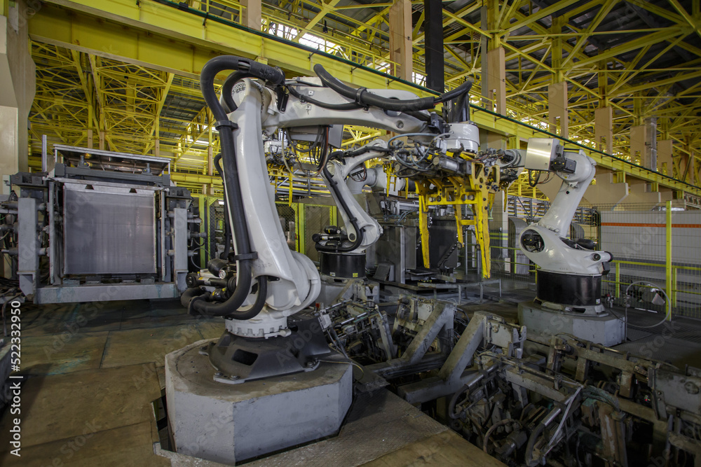 Robots for stripping pure copper from cathode. Robots for stripping pure copper from cathode.