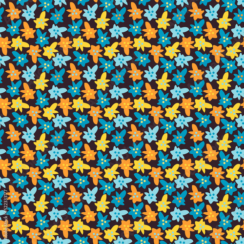Abstract floral seamless pattern for kids, raster version