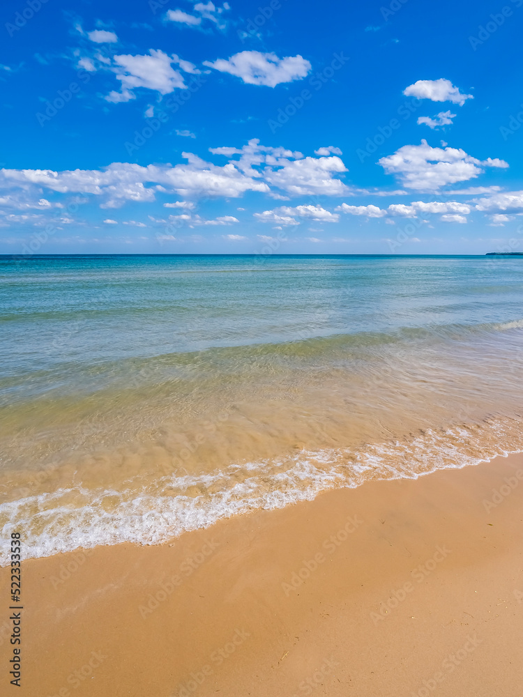 Shoreline beach on Lake Michigan in Jacksonport in Door County Wisconsin USA