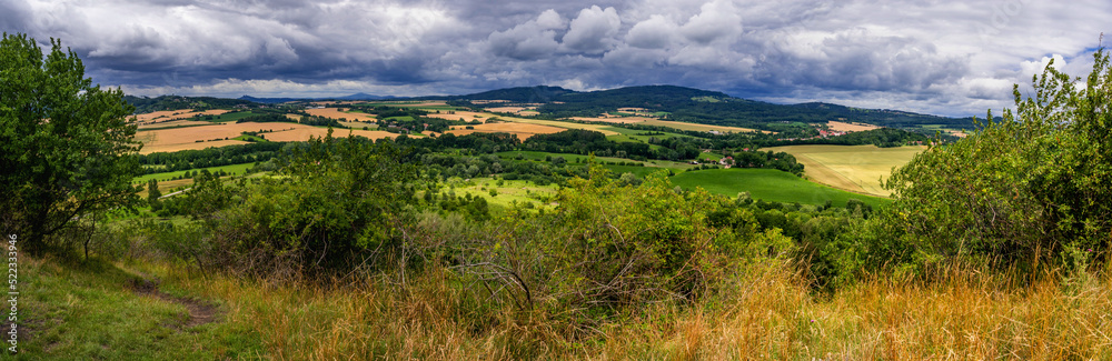 Beautiful summer panorama landscape from hill Zebin, Czechia.