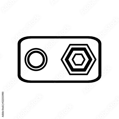 9v battery vector icon outline illustration and power alkaline energy isolated white. Technology electricity line and electric object thin. Supply voltage symbol electronic and electrical accumulator