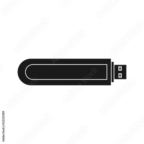 USB flash vector illustration icon solid black and technology memory drive. Computer storage datum electronic device and transfer information isolated white. Portable file disc equipment backup