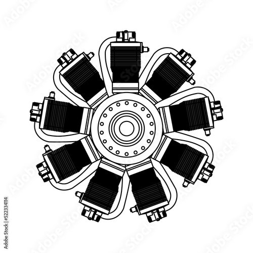Airplane engine transportation line vector flat icon isolated. Service machine maintenance outline