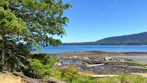 low tide on the pacific ocean view from Denman island to Hornby island. High quality photo photo