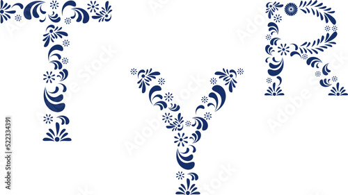 mexican talavera alphabet letters set collection illustration in vector format