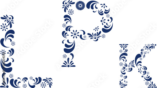 mexican talavera alphabet letters set collection illustration in vector format