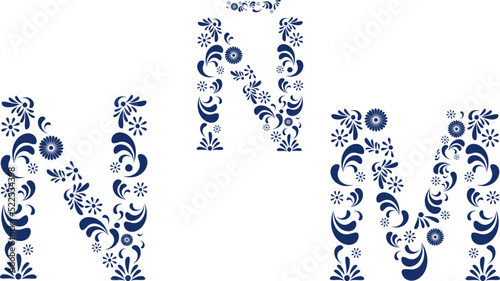 mexican talavera alphabet letters set collection illustration in vector format