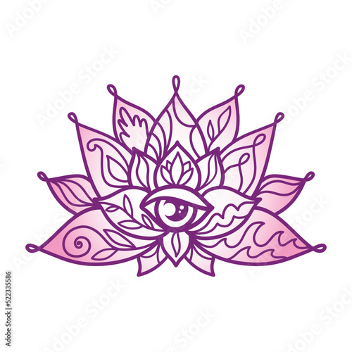 Ornamental Boho Style lotus Flower. Decoration in ethnic oriental, Indian style.