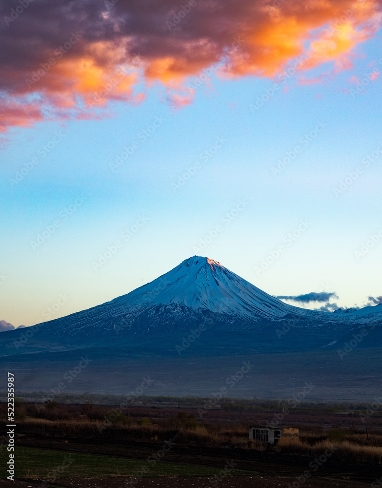 Ararat mountain at the sunset