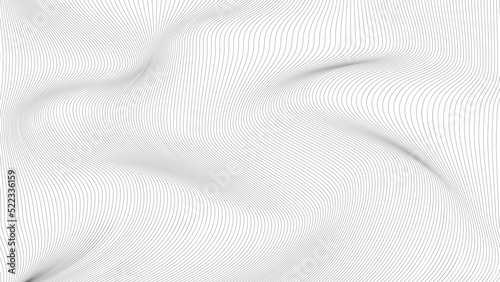 Perspective distorted white grid. Digital background with wireframe wave. Vector curve surface.