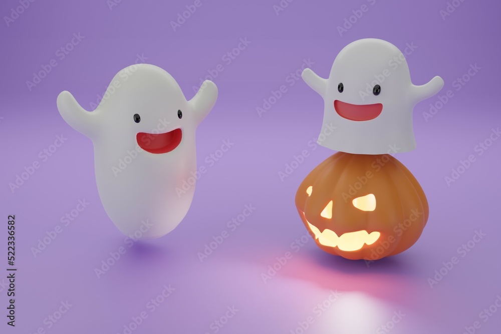 happy halloween cute ghost and pumpkin jack o lanturn element for halloween holiday 3d render illustration happy halloween cute ghost and pumpkin jack o lanturn element for halloween holiday 3d render illustration