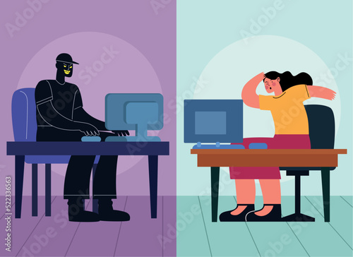 woman being attacked for hacker