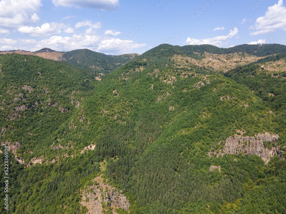 Aerial view of Ecotrail Struilitsa and Devin River gorge, Bulgaria Aerial view of Ecotrail Struilitsa and Devin River gorge, Bulgaria