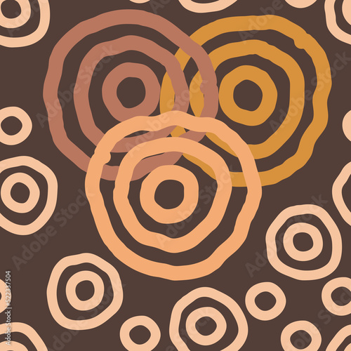 Seamless geometric vector pattern, circles and dots. Happy positive composition and colours for fabric design, textile print, wallpaper, scrapbook, wrapping paper. Childish, sporty, fashionable style.