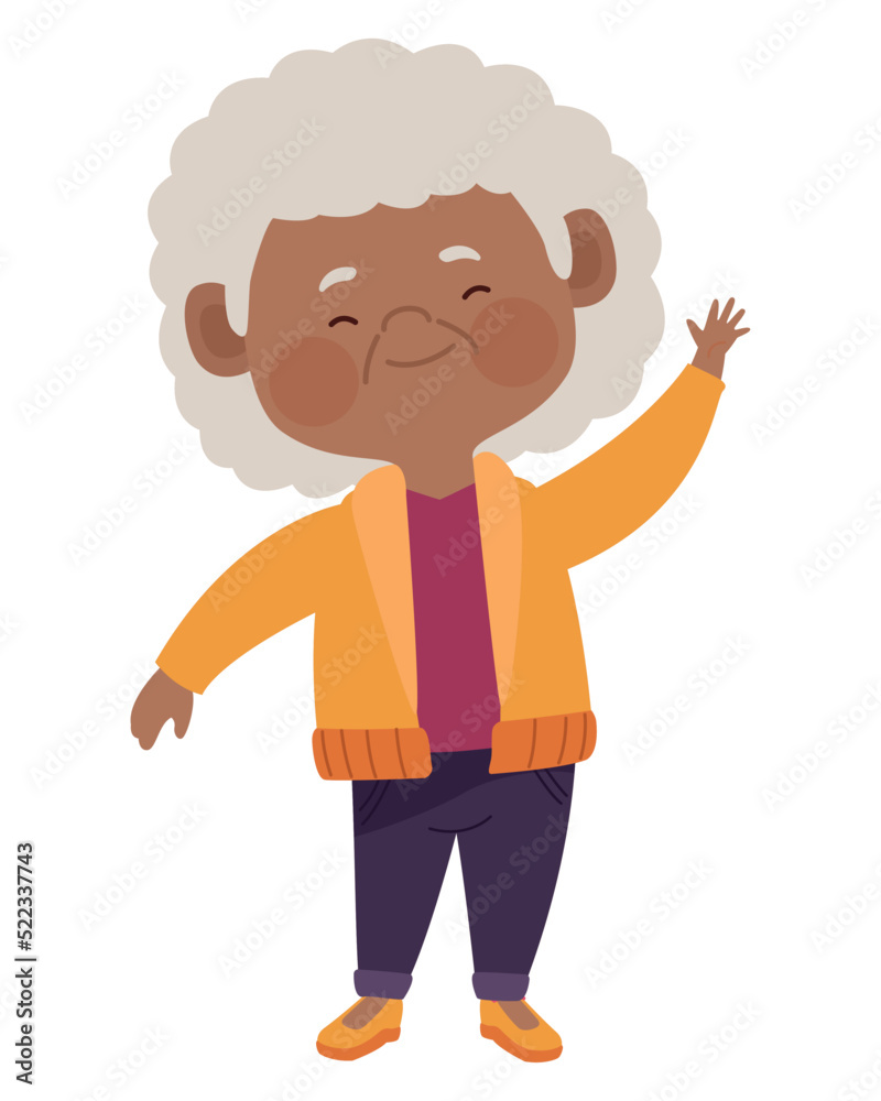 afro old woman saludating