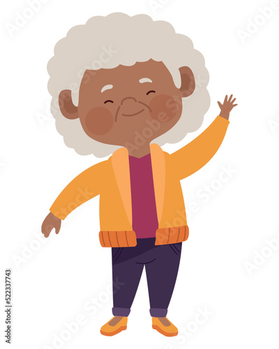 afro old woman saludating