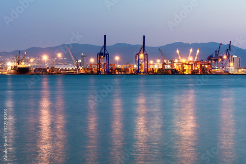 Shot of Izmir port with sea in foreground