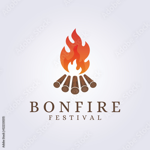 bonfire campfire festival isolated logo vector illustration design