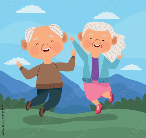 old couple in landscape
